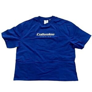 Collusion Logo Reserve T-shirt in Blue, Size 2XL​​​​​​
